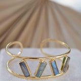 Labradorite Adjustable Bracelet ~ Gold Plated 18k ~ Handmade ~Statement  Hippie ~Bohemian ~Jewelry ~Gift For Her ~Gemstone ~Body ~ MB054