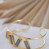 Labradorite Adjustable Bracelet ~ Gold Plated 18k ~ Handmade ~Statement  Hippie ~Bohemian ~Jewelry ~Gift For Her ~Gemstone ~Body ~ MB054