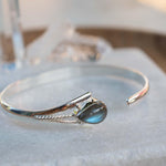 Labradorite Adjustable Bracelet ~ Sterling Silver 925 ~ Handmade ~ Statement ~Jewelry~ Minimalist ~ Genuine Stone ~ MB061