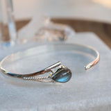 Labradorite Adjustable Bracelet ~ Sterling Silver 925 ~ Handmade ~ Statement ~Jewelry~ Minimalist ~ Genuine Stone ~ MB061