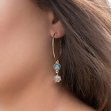 Labradorite & Herkimer Diamond Gold Hoop Earrings ~ 14k Gold Filled or Sterling Silver - Maresia Jewelry