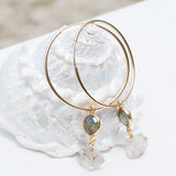 Labradorite & Herkimer Diamond Gold Hoop Earrings ~ 14k Gold Filled or Sterling Silver - Maresia Jewelry