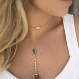 Labradorite & Moonstone Y Necklace ~ Gold Vermeil - Maresia Jewelry