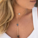 Labradorite & Moonstone Y Necklace ~ Gold Vermeil - Maresia Jewelry