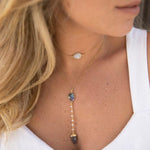 Labradorite & Moonstone Y Necklace ~ Gold Vermeil - Maresia Jewelry