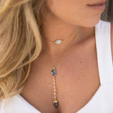 Labradorite & Moonstone Y Necklace ~ Gold Vermeil - Maresia Jewelry