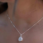 Labradorite, Aqua Chalcedony, Rose Quartz, Moonstone ~ Tear Drop ~ Sterling Silver ~ Charm ~ Layered ~ minimalist ~ delicate MP017