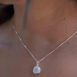 Labradorite, Aqua Chalcedony, Rose Quartz, Moonstone ~ Tear Drop ~ Sterling Silver ~ Charm ~ Layered ~ minimalist ~ delicate MP017