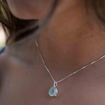Labradorite, Aqua Chalcedony, Rose Quartz, Moonstone ~ Tear Drop ~ Sterling Silver ~ Charm ~ Layered ~ minimalist ~ delicate MP017