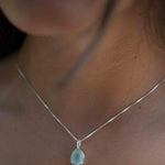 Labradorite, Aqua Chalcedony, Rose Quartz, Moonstone ~ Tear Drop ~ Sterling Silver ~ Charm ~ Layered ~ minimalist ~ delicate MP017