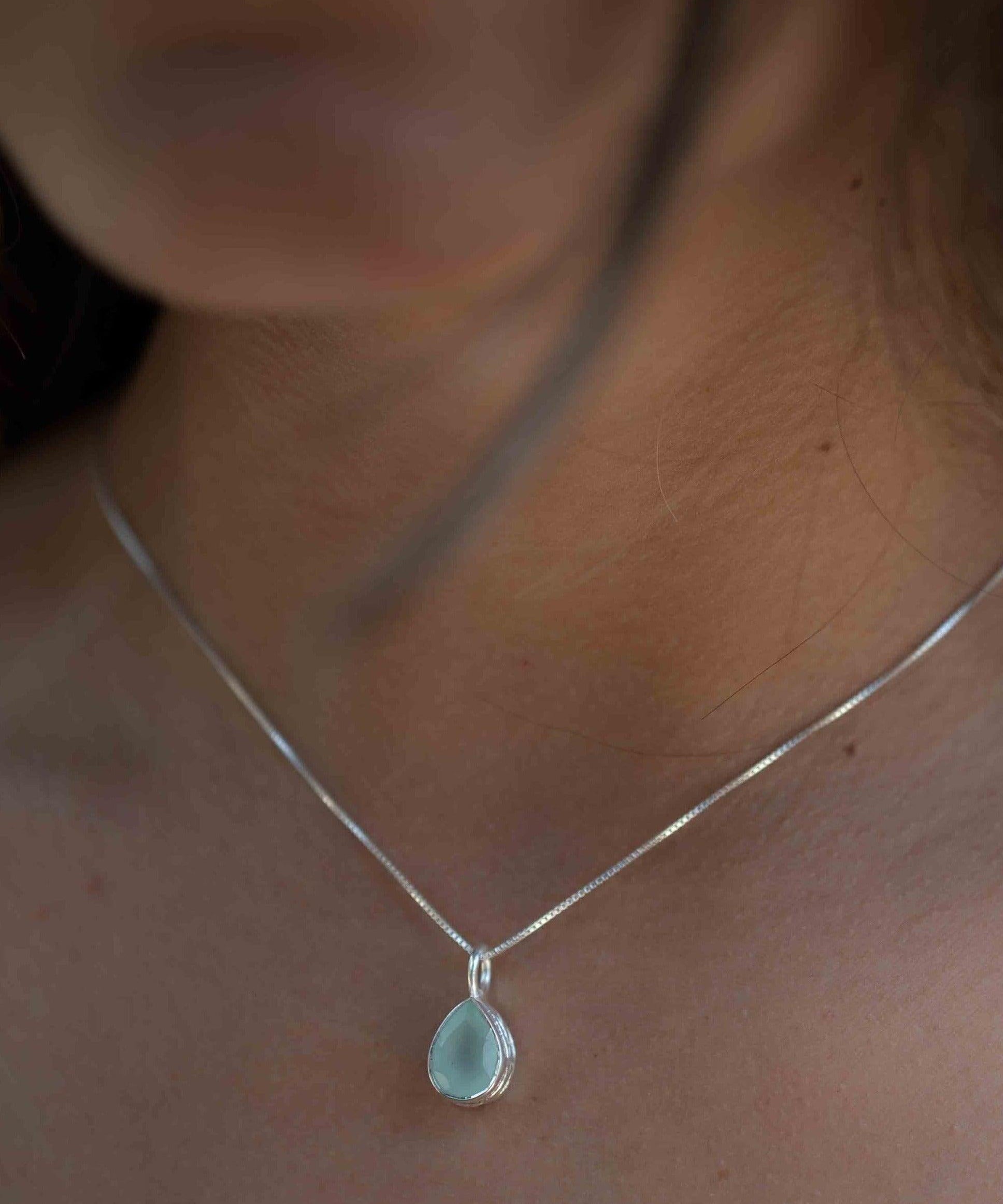 Labradorite, Aqua Chalcedony, Rose Quartz, Moonstone ~ Tear Drop ~ Sterling Silver ~ Charm ~ Layered ~ minimalist ~ delicate MP017