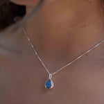 Labradorite, Aqua Chalcedony, Rose Quartz, Moonstone ~ Tear Drop ~ Sterling Silver ~ Charm ~ Layered ~ minimalist ~ delicate MP017