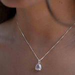 Labradorite, Aqua Chalcedony, Rose Quartz, Moonstone ~ Tear Drop ~ Sterling Silver ~ Charm ~ Layered ~ minimalist ~ delicate MP017