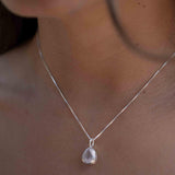 Labradorite, Aqua Chalcedony, Rose Quartz, Moonstone ~ Tear Drop ~ Sterling Silver ~ Charm ~ Layered ~ minimalist ~ delicate MP017