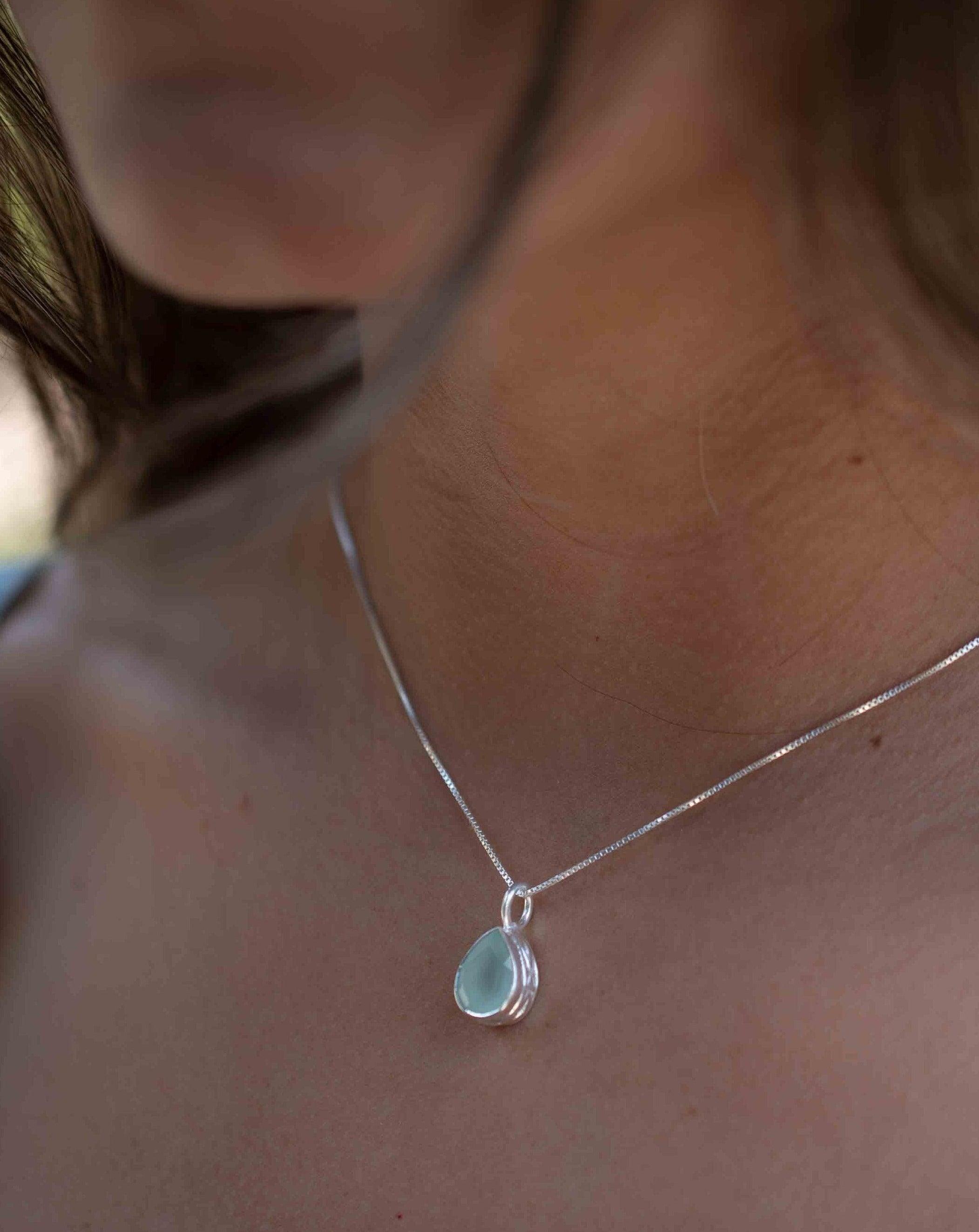 Labradorite, Aqua Chalcedony, Rose Quartz, Moonstone ~ Tear Drop ~ Sterling Silver ~ Charm ~ Layered ~ minimalist ~ delicate MP018