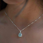 Labradorite, Aqua Chalcedony, Rose Quartz, Moonstone ~ Tear Drop ~ Sterling Silver ~ Charm ~ Layered ~ minimalist ~ delicate MP018