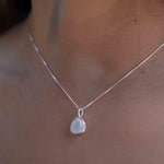 Labradorite, Aqua Chalcedony, Rose Quartz, Moonstone ~ Tear Drop ~ Sterling Silver ~ Charm ~ Layered ~ minimalist ~ delicate MP018