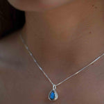 Labradorite, Aqua Chalcedony, Rose Quartz, Moonstone ~ Tear Drop ~ Sterling Silver ~ Charm ~ Layered ~ minimalist ~ delicate MP019