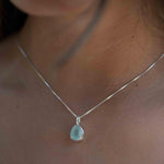 Labradorite, Aqua Chalcedony, Rose Quartz, Moonstone ~ Tear Drop ~ Sterling Silver ~ Charm ~ Layered ~ minimalist ~ delicate MP019