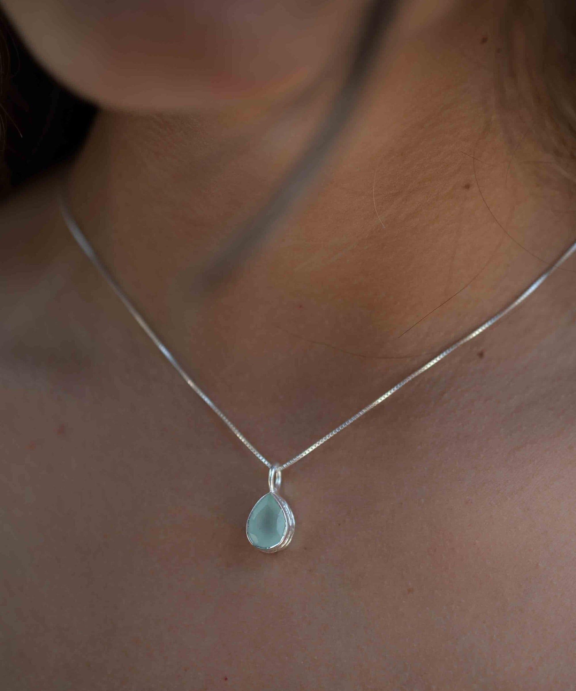 Labradorite, Aqua Chalcedony, Rose Quartz, Moonstone ~ Tear Drop ~ Sterling Silver ~ Charm ~ Layered ~ minimalist ~ delicate MP019