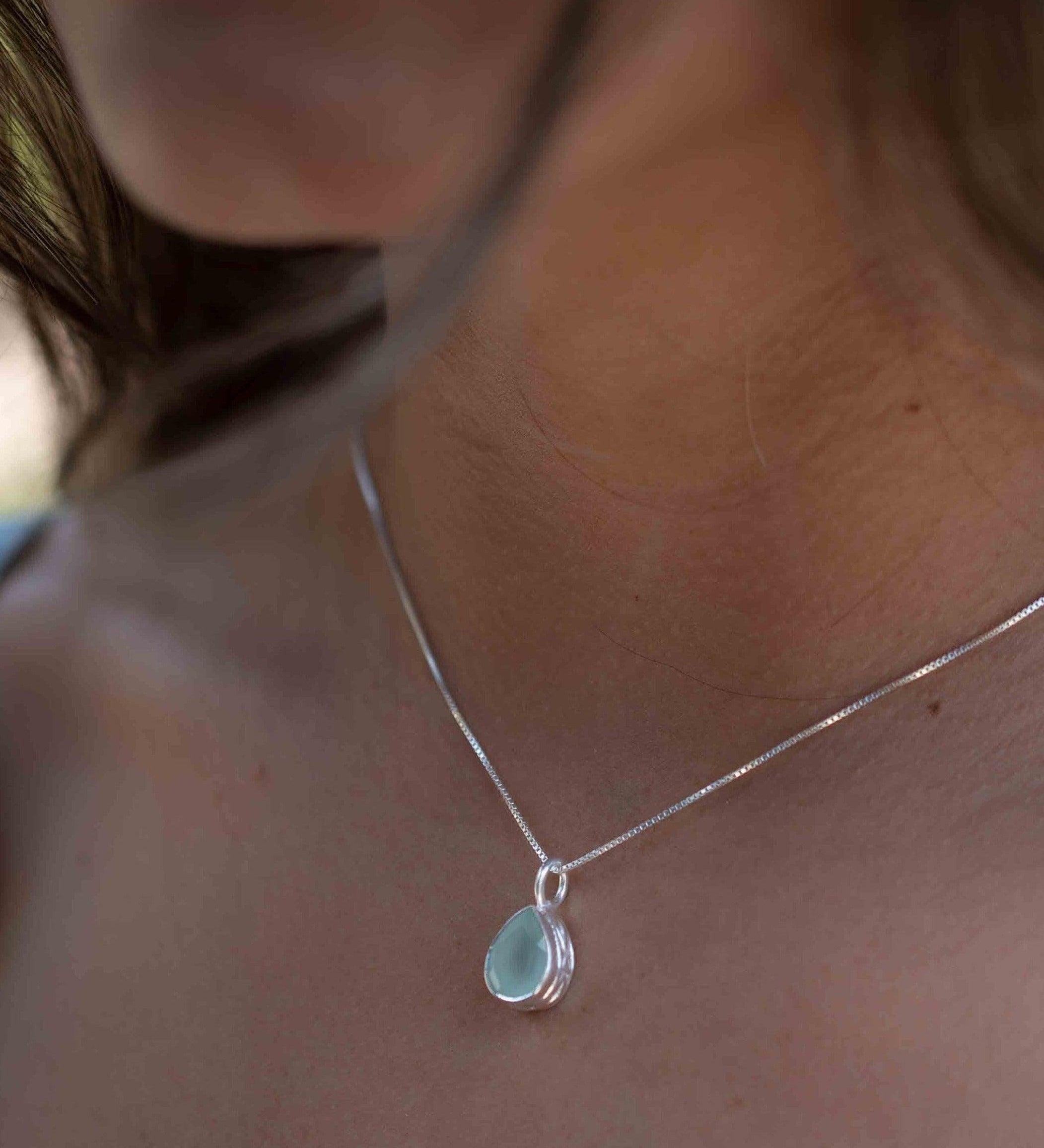 Labradorite, Aqua Chalcedony, Rose Quartz, Moonstone ~ Tear Drop ~ Sterling Silver ~ Charm ~ Layered ~ minimalist ~ delicate MP020