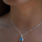 Labradorite, Aqua Chalcedony, Rose Quartz, Moonstone ~ Tear Drop ~ Sterling Silver ~ Charm ~ Layered ~ minimalist ~ delicate MP020