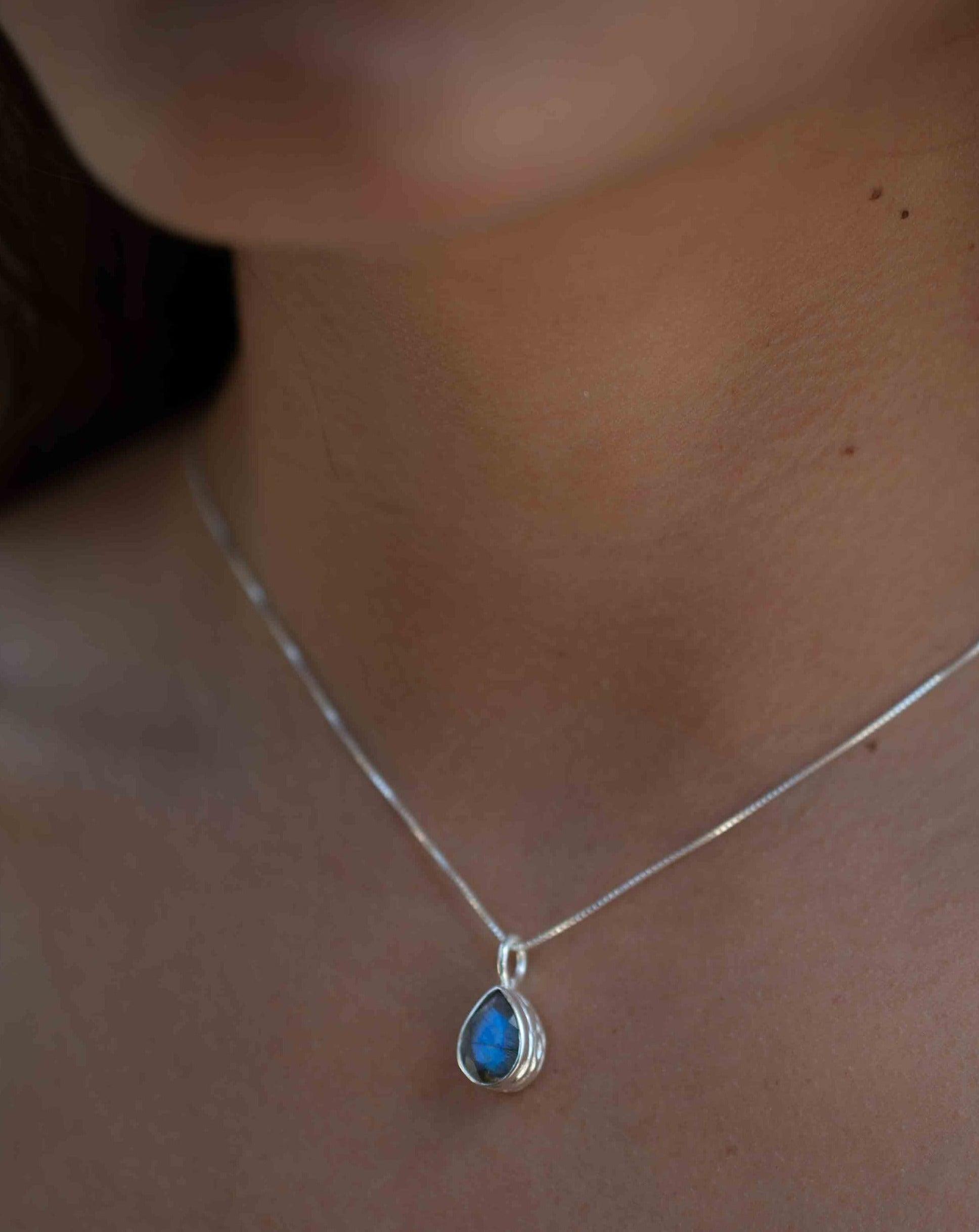 Labradorite, Aqua Chalcedony, Rose Quartz, Moonstone ~ Tear Drop ~ Sterling Silver ~ Charm ~ Layered ~ minimalist ~ delicate MP020