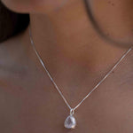 Labradorite, Aqua Chalcedony, Rose Quartz, Moonstone ~ Tear Drop ~ Sterling Silver ~ Charm ~ Layered ~ minimalist ~ delicate MP020