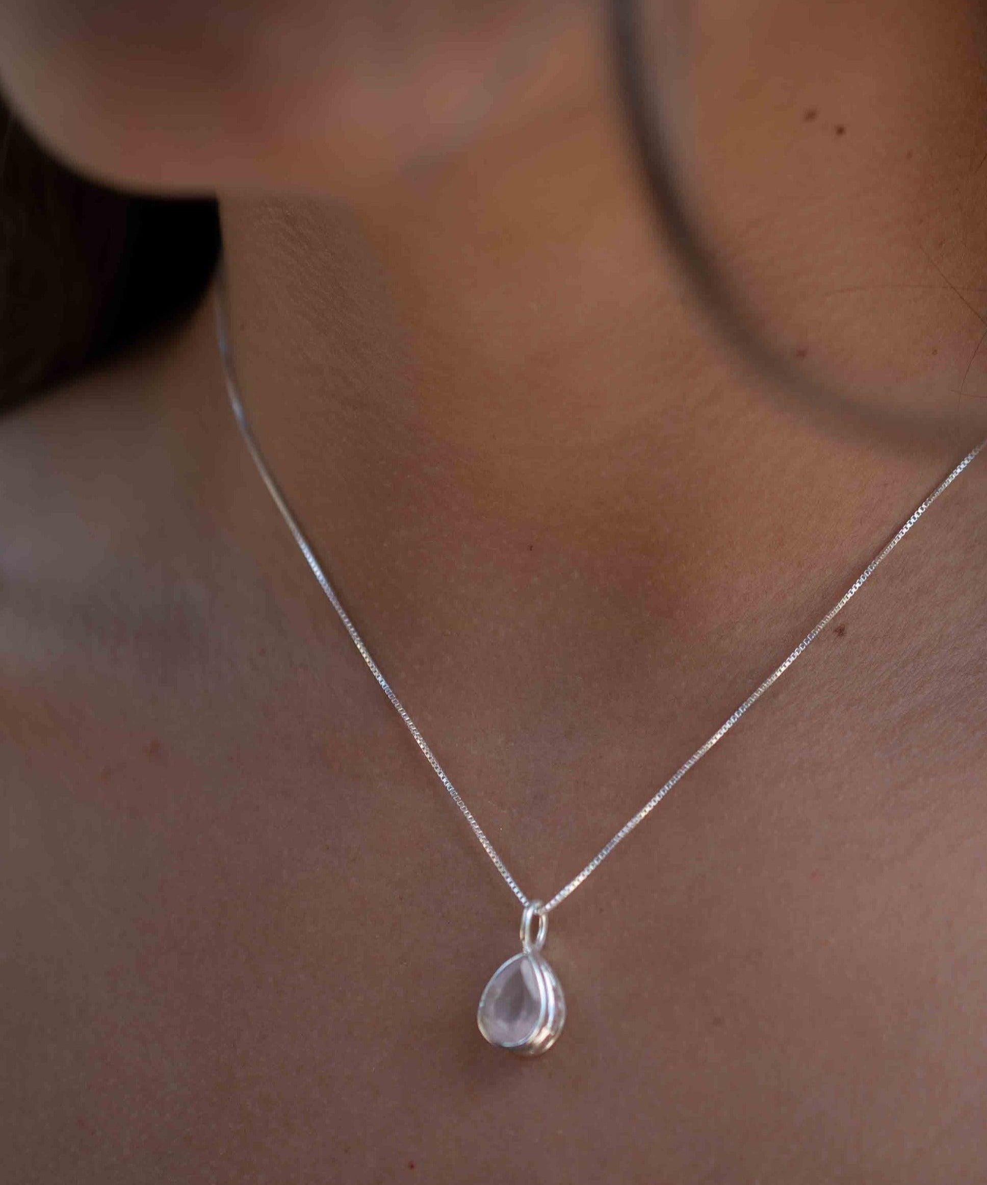 Labradorite, Aqua Chalcedony, Rose Quartz, Moonstone ~ Tear Drop ~ Sterling Silver ~ Charm ~ Layered ~ minimalist ~ delicate MP020