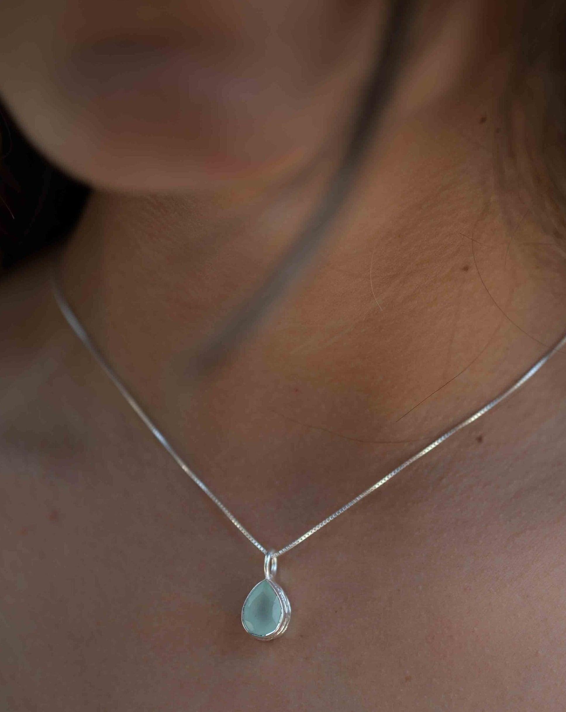 Labradorite, Aqua Chalcedony, Rose Quartz, Moonstone ~ Tear Drop ~ Sterling Silver ~ Charm ~ Layered ~ minimalist ~ delicate MP020