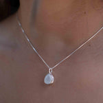Labradorite, Aqua Chalcedony, Rose Quartz, Moonstone ~ Tear Drop ~ Sterling Silver ~ Charm ~ Layered ~ minimalist ~ delicate MP020