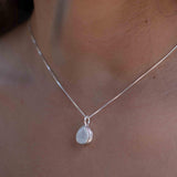 Labradorite, Aqua Chalcedony, Rose Quartz, Moonstone ~ Tear Drop ~ Sterling Silver ~ Charm ~ Layered ~ minimalist ~ delicate MP020
