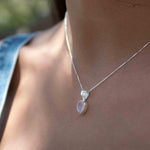 Labradorite, Aqua Chalcedony, Rose Quartz, Moonstone ~ Tear Drop ~ Sterling Silver ~ Charm ~ Layered ~ minimalist ~ delicate MN0