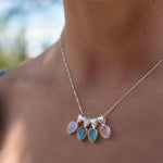 Labradorite, Aqua Chalcedony, Rose Quartz, Moonstone ~ Tear Drop ~ Sterling Silver ~ Charm ~ Layered ~ minimalist ~ delicate MN0