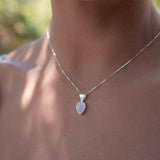 Labradorite, Aqua Chalcedony, Rose Quartz, Moonstone ~ Tear Drop ~ Sterling Silver ~ Charm ~ Layered ~ minimalist ~ delicate MN0