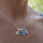 Labradorite, Aqua Chalcedony, Rose Quartz, Moonstone ~ Tear Drop ~ Sterling Silver ~ Charm ~ Layered ~ minimalist ~ delicate MN0
