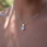 Labradorite, Aqua Chalcedony, Rose Quartz, Moonstone ~ Tear Drop ~ Sterling Silver ~ Charm ~ Layered ~ minimalist ~ delicate MN0