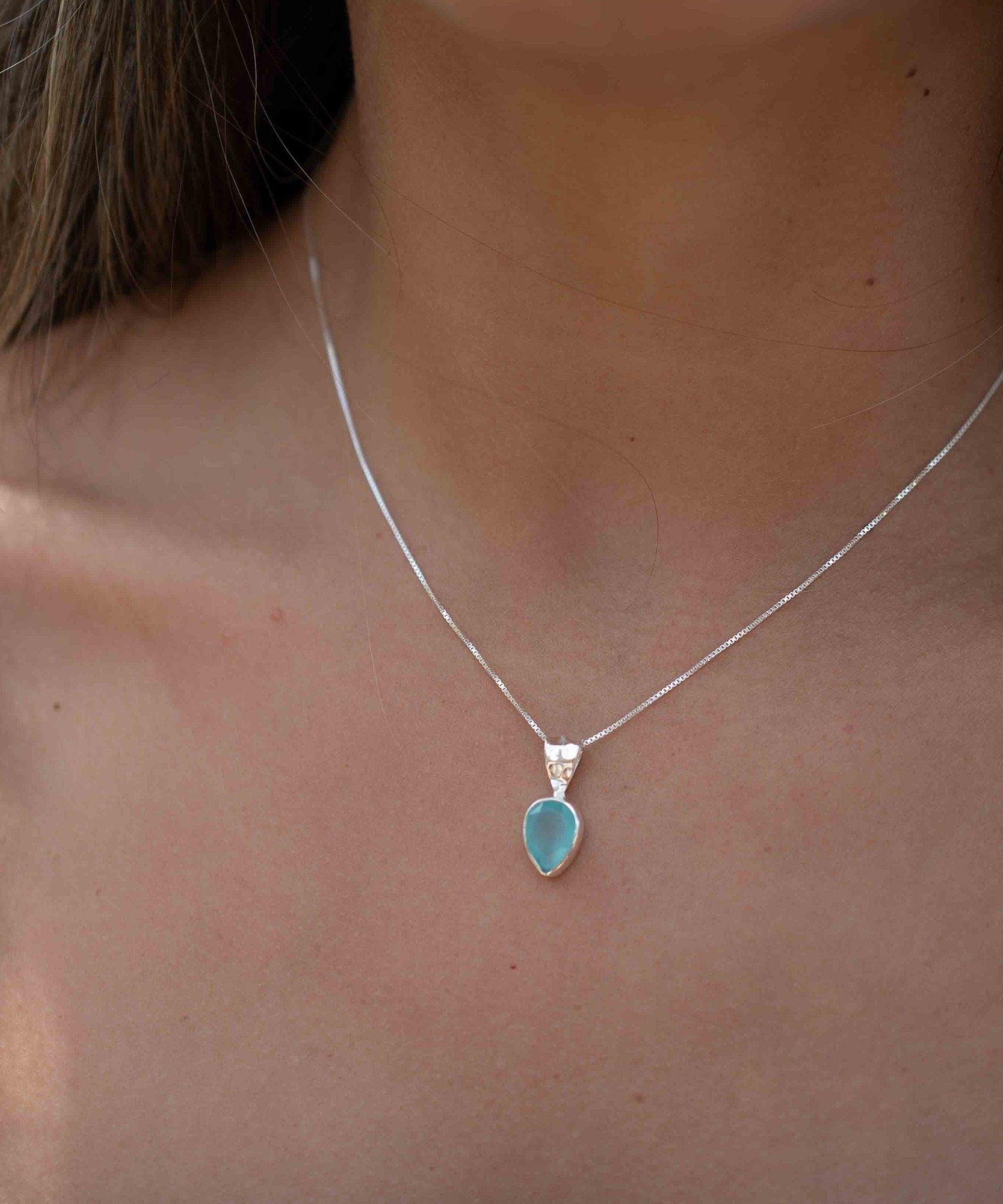 Labradorite, Aqua Chalcedony, Rose Quartz, Moonstone ~ Tear Drop ~ Sterling Silver ~ Charm ~ Layered ~ minimalist ~ delicate MN0