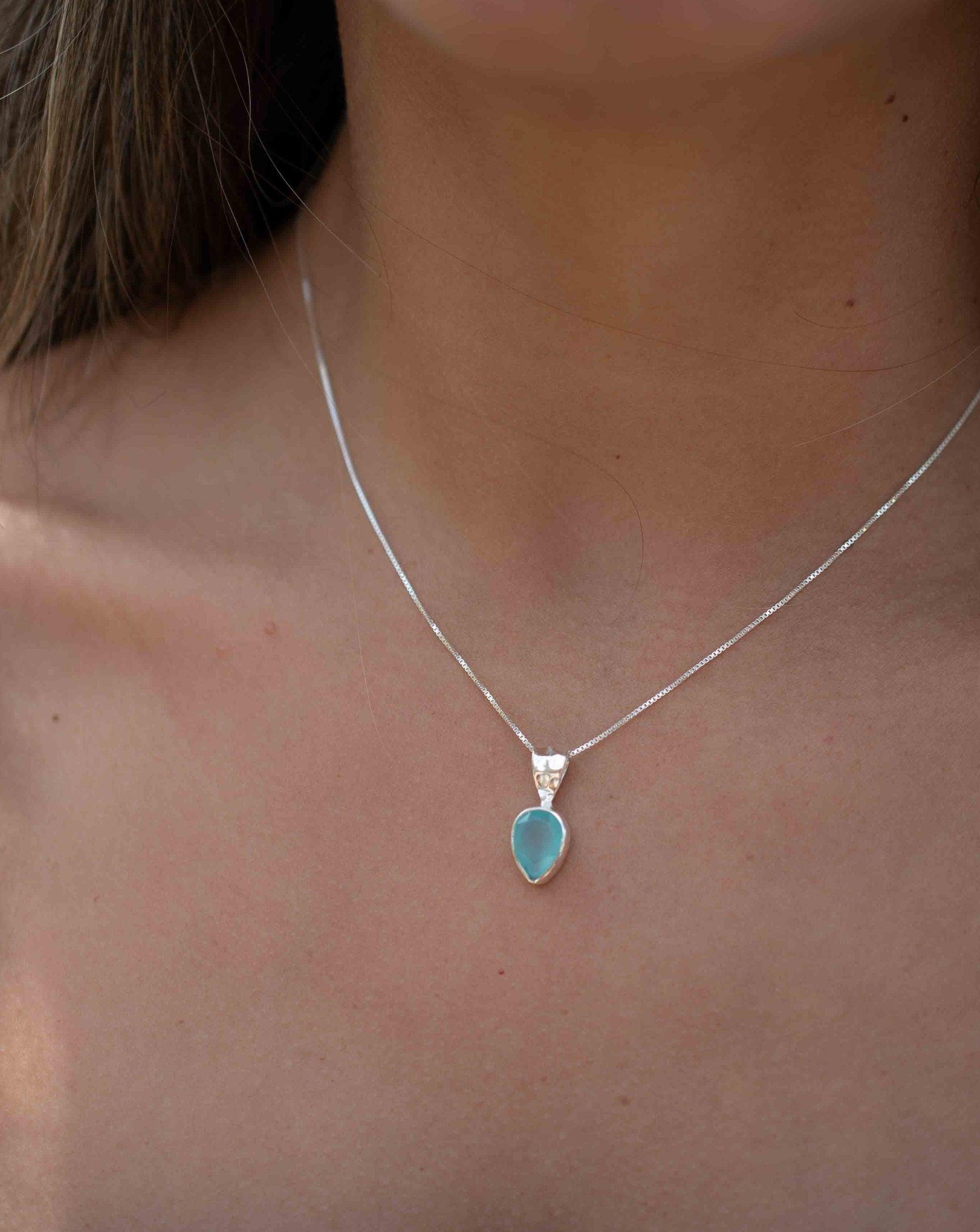 Labradorite, Aqua Chalcedony, Rose Quartz, Moonstone ~ Tear Drop ~ Sterling Silver ~ Charm ~ Layered ~ minimalist ~ delicate MN0