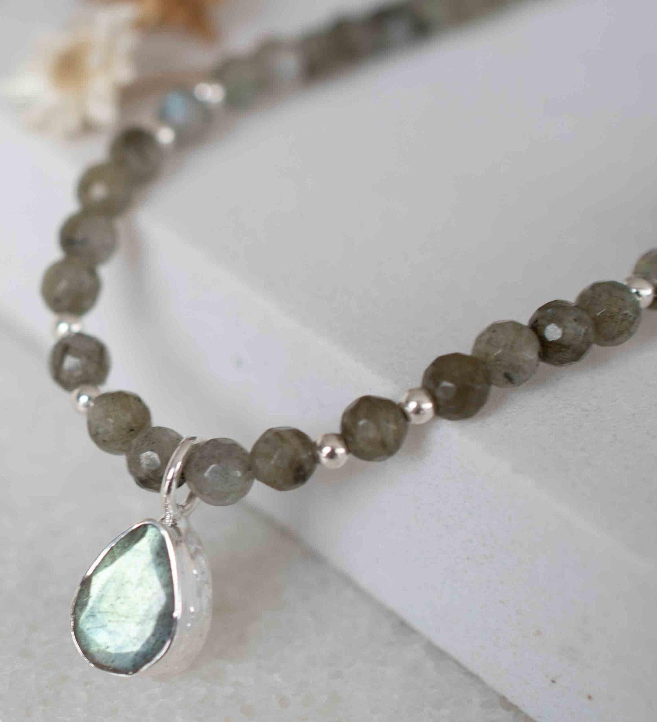 Labradorite Bead Necklace~ Sterling Silver 925 ~ Handmade ~ Bohemian ~ Gypsy ~Boho ~Necklace MN0
