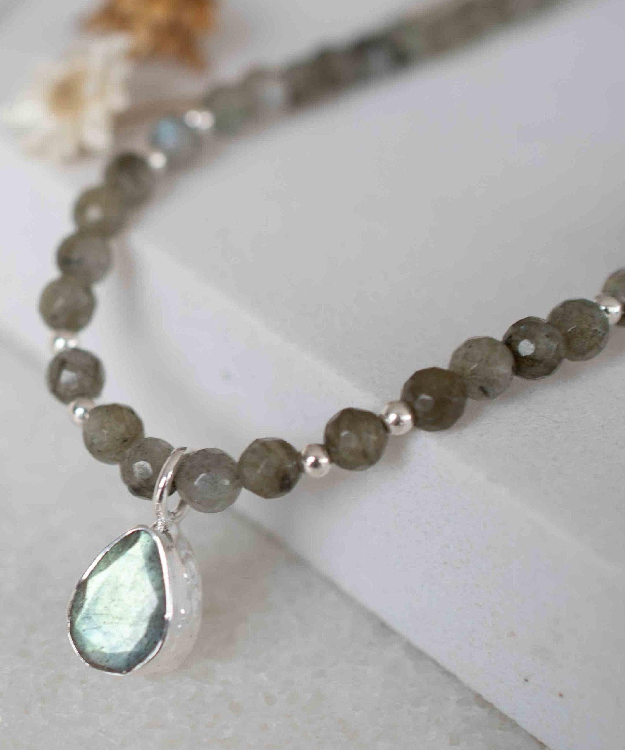 Labradorite Bead Necklace~ Sterling Silver 925 ~ Handmade ~ Bohemian ~ Gypsy ~Boho ~Necklace MN0