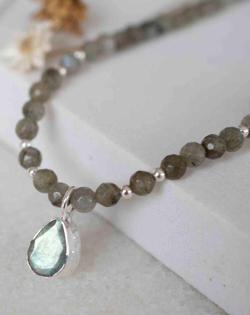 Labradorite Bead Necklace~ Sterling Silver 925 ~ Handmade ~ Bohemian ~ Gypsy ~Boho ~Necklace MN0