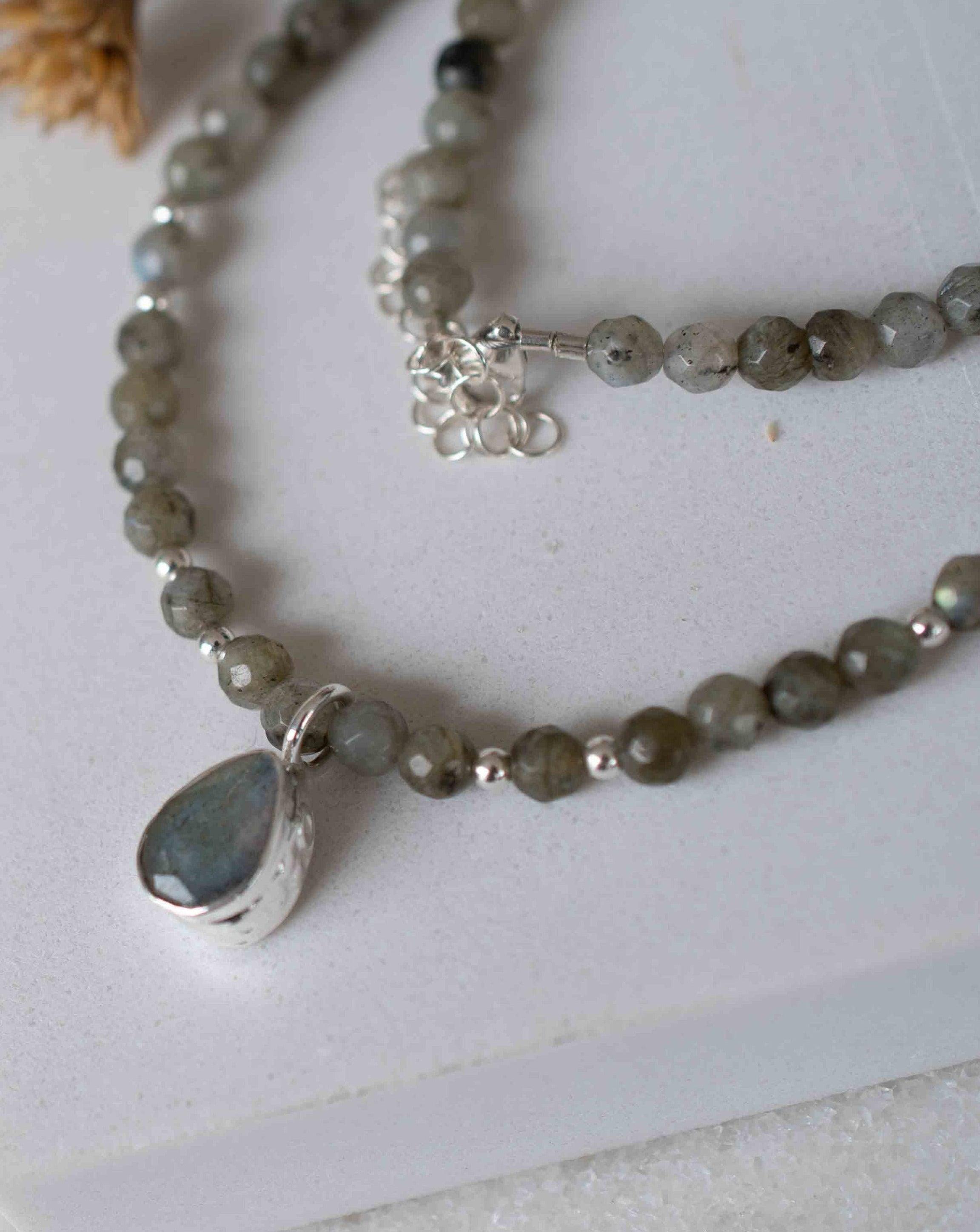 Labradorite Bead Necklace~ Sterling Silver 925 ~ Handmade ~ Bohemian ~ Gypsy ~Boho ~Necklace MN0