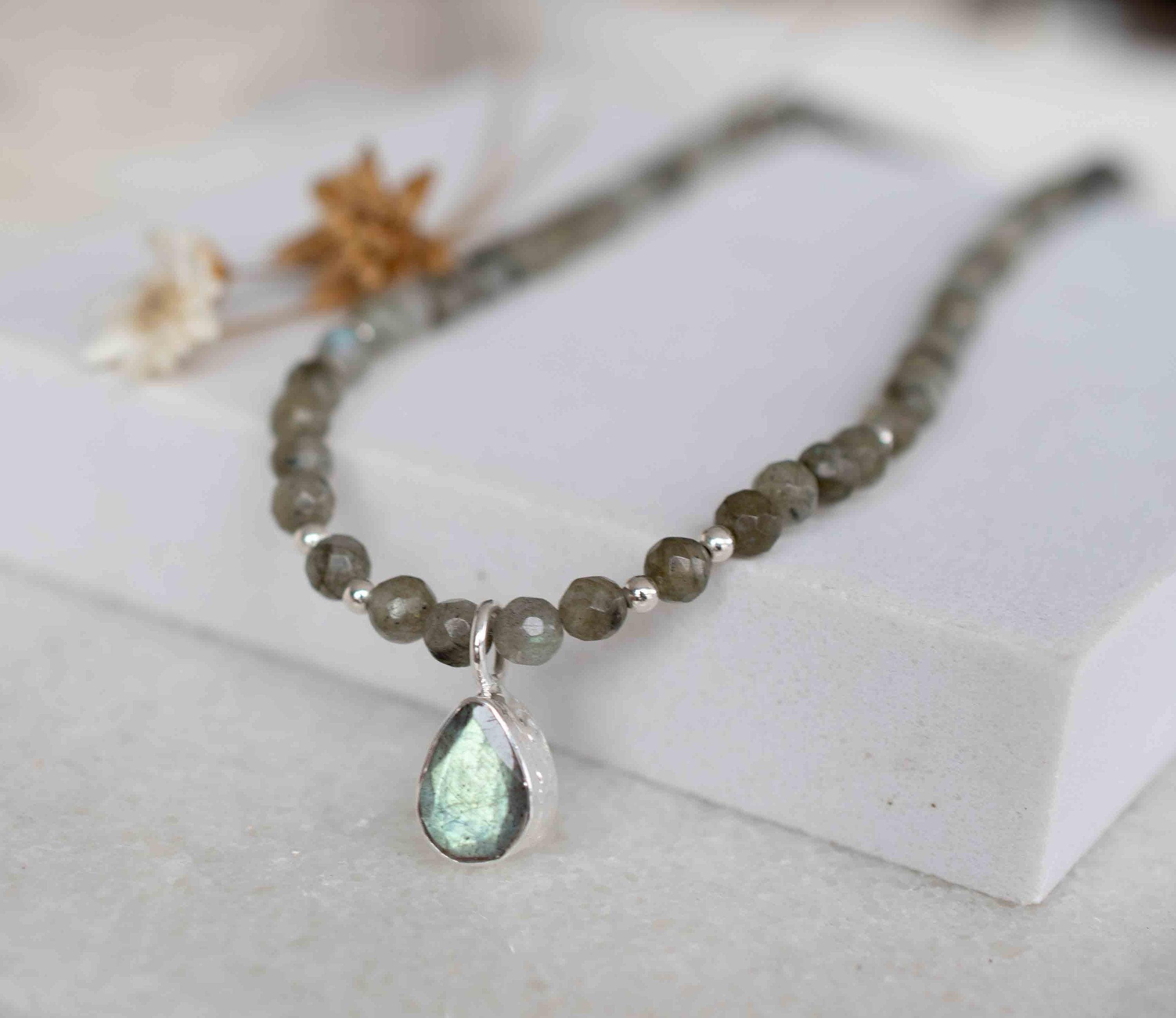 Labradorite Bead Necklace~ Sterling Silver 925 ~ Handmade ~ Bohemian ~ Gypsy ~Boho ~Necklace MN0