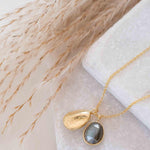 Labradorite, Copper Turquoise or Moonstone Necklace ~ Charm ~ Gold plated 18k ~ Bohemian ~ Nugget ~ MN114