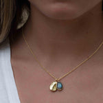 Labradorite, Copper Turquoise or Moonstone Necklace ~ Charm ~ Gold plated 18k ~ Bohemian ~ Nugget ~ MN114
