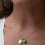 Labradorite, Copper Turquoise or Moonstone Necklace ~ Charm ~ Gold plated 18k ~ Bohemian ~ Nugget ~ MN114