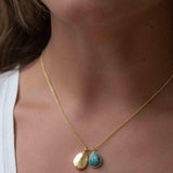 Labradorite, Copper Turquoise or Moonstone Necklace ~ Charm ~ Gold plated 18k ~ Bohemian ~ Nugget ~ MN114