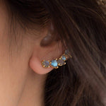 Labradorite Ear Climber Earrings ~ 18k Gold Plated ~ ME064 - Maresia Jewelry