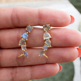 Labradorite Ear Climber Earrings ~ 18k Gold Plated ~ ME064 - Maresia Jewelry